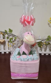 Giraffe Nappy Cake with Huggies Nappies - Blanket Babies
